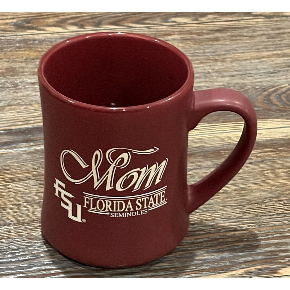 “MOM” Script FSU Florida State Seminoles Matte Garnet 16 Oz. Ceramic Mug - New